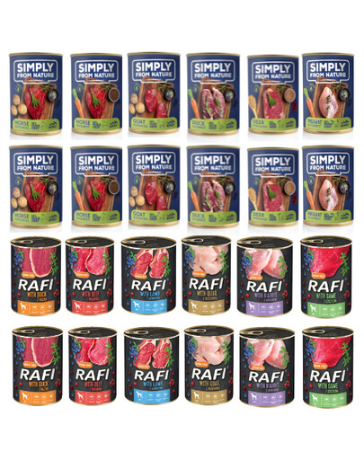 SIMPLY FROM NATURE Assortiment de saveurs 12 x 400 g + DOLINA NOTECI Assortiment de saveurs 12 x 400 g
