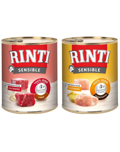 RINTI Sensible Wołowina z ryżem 6x800 g + Kurczak z ziemniakami 6x800 g