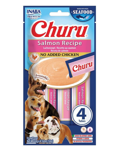 INABA Dog Churu Fish Based Salmon Recipe Friandises crémeuses au saumon pour chiens 4x14g