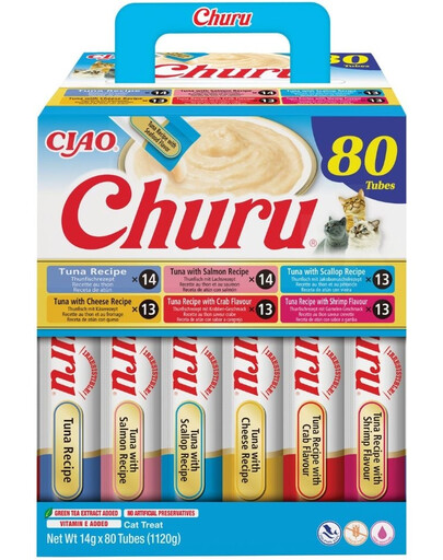 INABA Cat Churu Tuna Recipe Mélange de friandises crémeuses au thon pour chats 80x14g