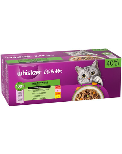 WHISKAS Adult Tasty Mix Choix du Chef 40x85 g nourriture humide complète pour chats adultes en sauce