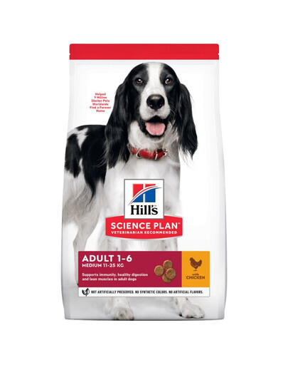 HILL'S Science Plan Adult Medium Breed, croquettes au poulet 14 kg + friandises OFFERTES