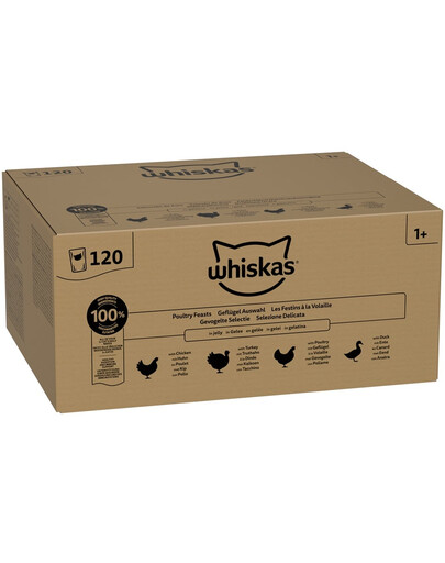 WHISKAS Adult Poultry Feast 120x85 g nourriture humide complète pour chats adultes en gelée