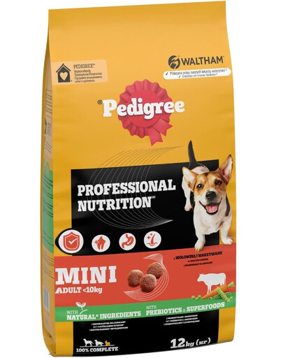 PEDIGREE Professional Nutrition Adult Mini au Bœuf et Légumes 12 kg pour chiens de petites races