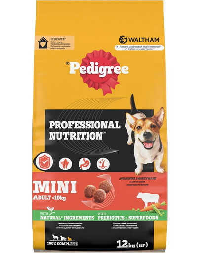 PEDIGREE Professional Nutrition Adult Mini au Bœuf et Légumes 12 kg pour chiens de petites races