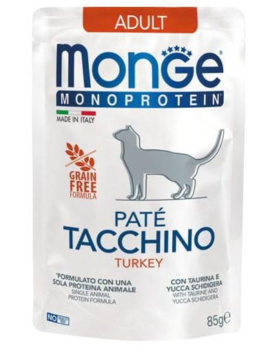 MONGE Monoprotein Adult Cat Paté Turkey 85 g pâté de dinde pour chats
