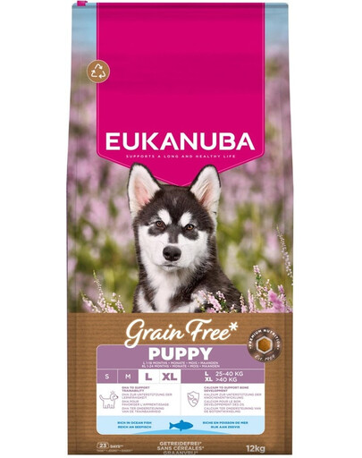 Grain FreEUKANUBA Grain Free Puppy Large Ocean Fish 12 kg nourriture sans céréales pour chiots de grandes races avec du poissone Puppy Large Ocean Fish 12 kg bezzbóżowa karma dla szczeniąt dużych ras z rybą