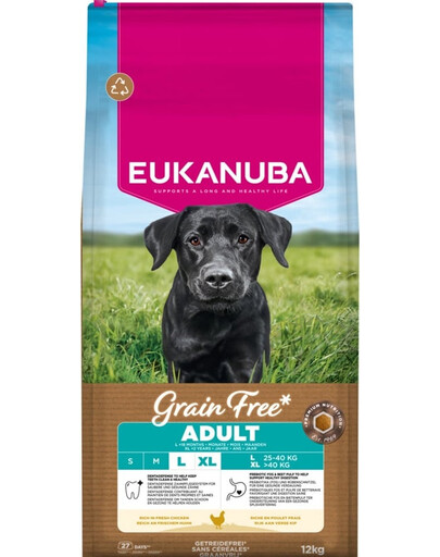 EUKANUBA Grain Free Adult Large Chicken 12 kg nourriture sans céréales pour chiens de grandes races au poulet