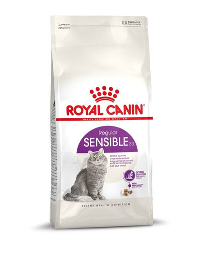 ROYAL CANIN Sensible 33, croquettes pour chats adultes au système digestif sensible, 4 x 2 kg