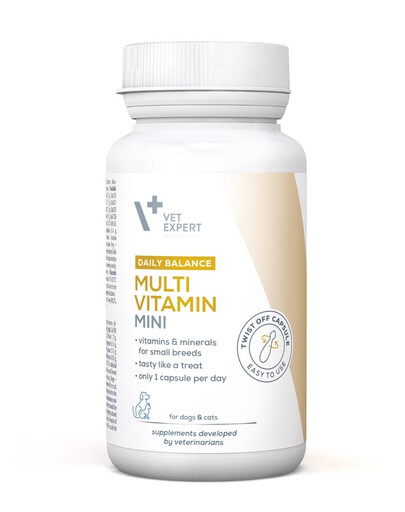 VET EXPERT Daily Balance Multivitamin Mini vitamines et minéraux pour petits chiens et chats 30 capsules