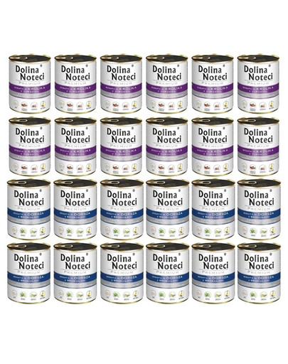 DOLINA NOTECI Mix saveurs Premium Riche en cabillaud avec brocolis et lapin avec canneberges 24x800g