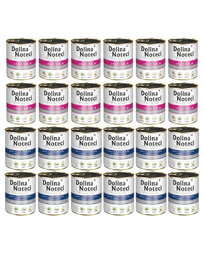 DOLINA NOTECI Mélange de saveurs Premium Riche en morue, avec des brocolis et de la dinde 24 x 800 g