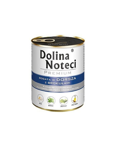 DOLINA NOTECI Mélange de saveurs Premium Riche en morue aux brocolis et en oie aux pommes de terre 24 x 800 g