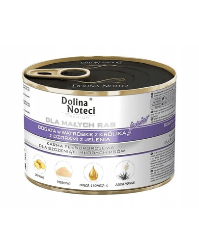 DOLINA NOTECI Premium Junior Petites races Foie de lapin et langue de cerf 12 x 185 g