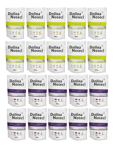 DOLINA NOTECI Premium Mix de saveurs Riche en canard et lapin, aux canneberges et pommes de terre 20 x 500 g