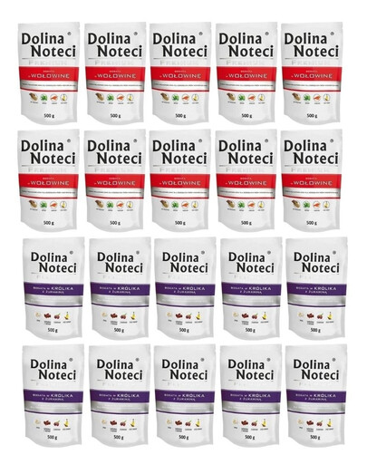 DOLINA NOTECI Premium Mix saveurs Riche en lapin avec canneberge et boeuf 20x500 g