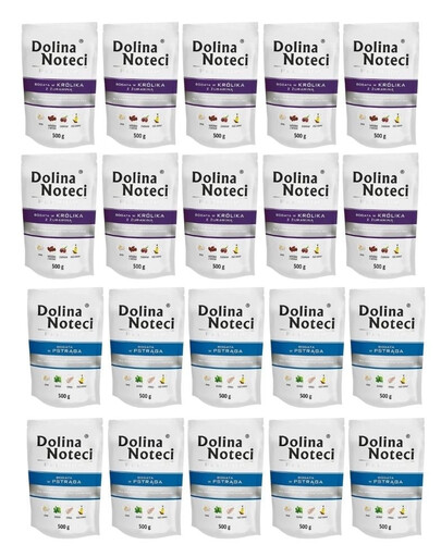 DOLINA NOTECI Premium Mix saveurs Riche en truite et lapin avec canneberges 20x500 g