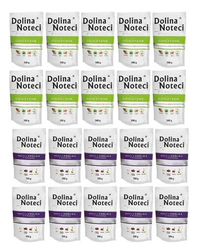 DOLINA NOTECI Premium Mix de saveurs Riche en lapin avec canneberges et gibier 20x500 g