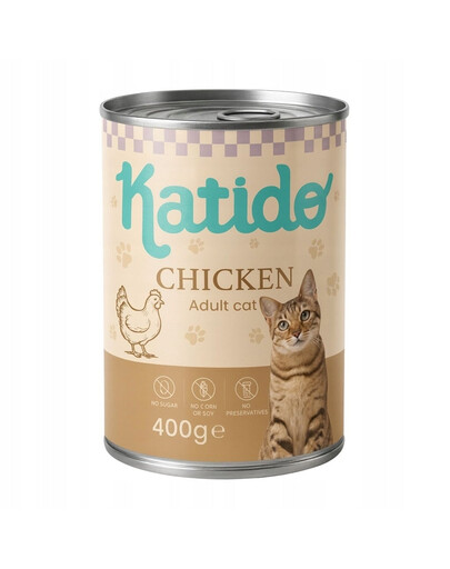 KATIDO Adult Cat Chicken 400 g poulet avec huile de saumon pour chats
