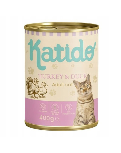 KATIDO Adult Cat Turkey and Duck 400 g dinde et canard avec huile de saumon pour chats