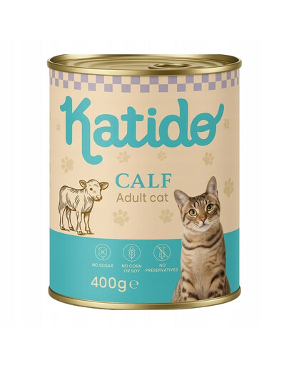 KATIDO Adult Cat Veal 400 g veau avec huile de saumon pour chats