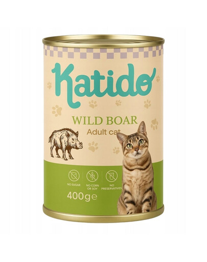 KATIDO Adult Cat Wild Boar 400 g sanglier à l'huile de saumon pour chats