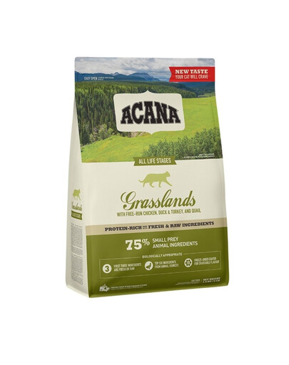 ACANA Grasslands Cat 2 x 1,8 kg à la volaille, au poisson et aux œufs