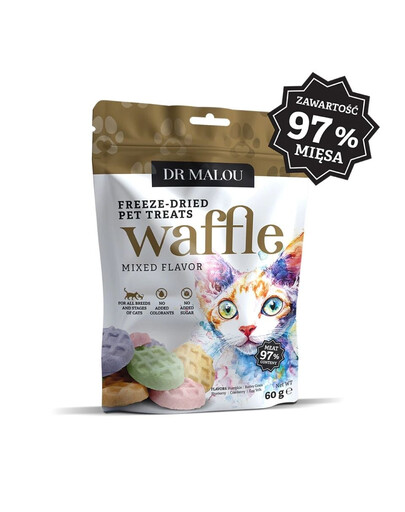 DR MALOU Waffle Mixed Gaufres lyophilisées à base de poulet pour chats 60g