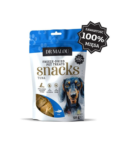 DR MALOU Cubes de viande 100% de viande de thon lyophilisée Friandises pour chiens 50g