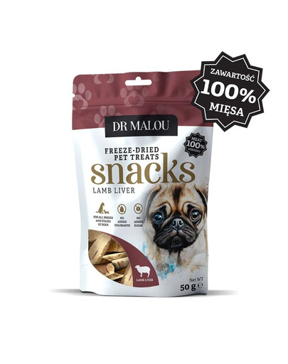 DR MALOU 100% foie d'agneau lyophilisé Friandises pour chiens 50g