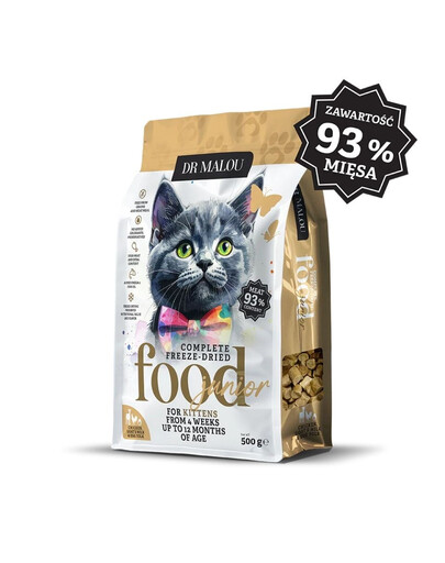 DR MALOU Kitten Nourriture lyophilisée Poulet au lait de chèvre et au jaune d'œuf pour chatons 500g