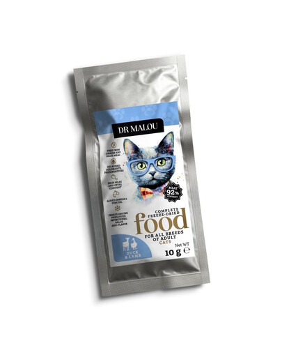DR MALOU Nourriture lyophilisée Canard et agneau pour chats 10 g