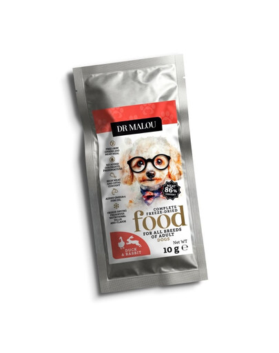 DR MALOU Nourriture lyophilisée Canard avec lapin nourriture sèche pour chiens 10g