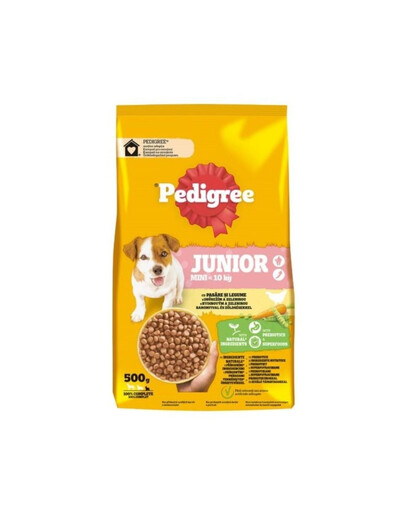 PEDIGREE Junior Mini pour chiots de petites races avec du poulet et des légumes 500g