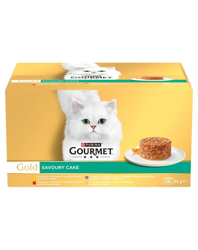 GOURMET Gold Savoury Cake Poulet, bœuf, agneau et dinde 48×85 g