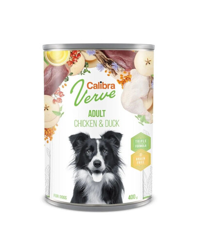CALIBRA Dog Verve GF Adult Chicken & Duck 400 g nourriture humide sans céréales avec poulet et canard pour chiens
