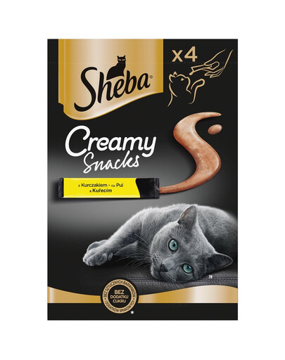 SHEBA Creamy Snacks friandises crémeuses pour chat au poulet 4x12g