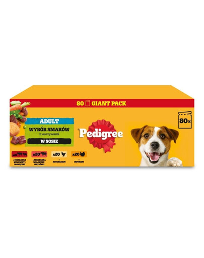 PEDIGREE Adult Variety of Flavors in Gravy wet dog food 80x100 g