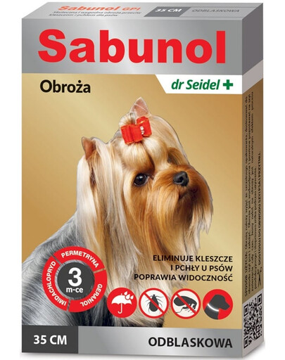 DR SEIDEL Sabunol Collier réfléchissant pour chiens contre les puces et les tiques 35 cm