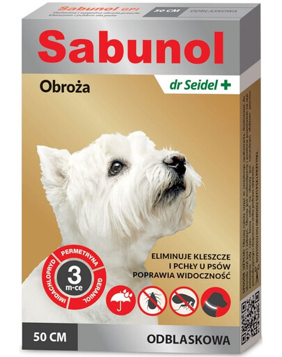 DR SEIDEL Sabunol Collier réfléchissant antipuces et antitiques pour chiens 50 cm