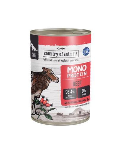 COUNTRY OF ANIMALS Dog Monoprotein Beef boeuf, nourriture humide pour chiens 400g
