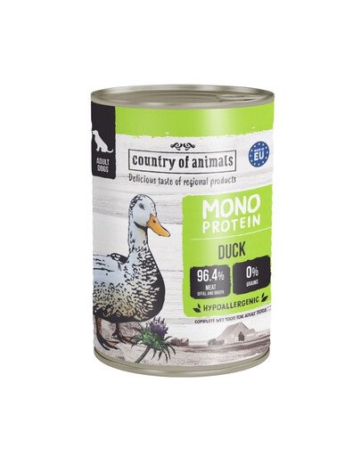 COUNTRY OF ANIMALS Dog Monoprotein Duck canard, nourriture humide pour chiens 400g