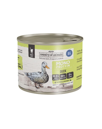 COUNTRY OF ANIMALS Cat Monoprotein Duck canard, nourriture humide pour chats 200g