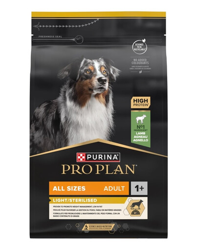 PURINA PRO PLAN Adult Light/Sterilised Riche en Agneau 3 kg nourriture sèche pour chiens stérilisés
