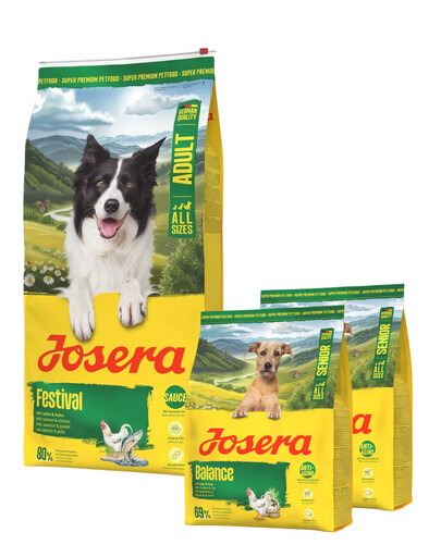 JOSERA Festival pour chiens exigeants avec sauce gourmande 12,5 kg + 2×900 g offerts