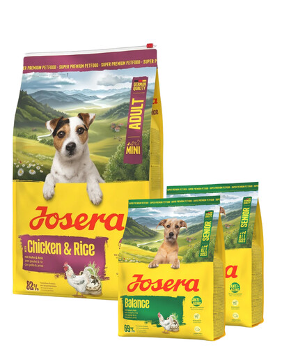 JOSERA Mini Adult Chicken & Rice 10 kg recette sans gluten pour petits chiens adultes + 2×900 g de croquettes offertes