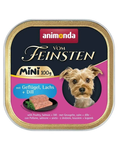 ANIMONDA Vom Feinsten Mini au poulet, au saumon et à l'aneth Nourriture humide pour chiens de petites races 100g