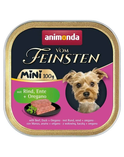 ANIMONDA Vom Feinsten Mini Nourriture humide pour chiens de petites races au bœuf, canard et origan 100g