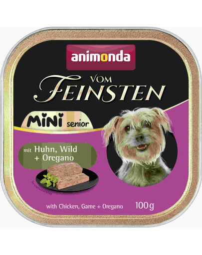 ANIMONDA Vom Feinsten Mini Senior poulet et gibier avec origan 100g nourriture humide pour chiens âgés de petites races