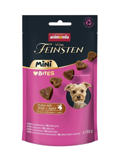 ANIMONDA Vom Feinsten Mini Bites poulet avec gibier et pomme 50g friandises pour petits chiens